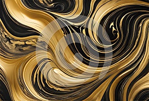 Golden swirl, artistic design. Suminagashi photo