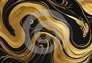 Golden swirl, artistic design. Suminagashi