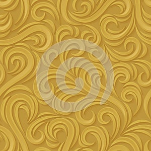 Golden swirl seamless pattern.