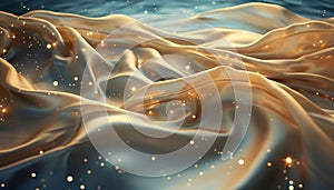 Golden Swirls on Azure Waves