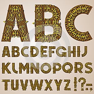 Golden Swirly Alphabet