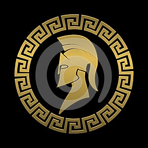 Golden symbol Spartan warrior on a black background