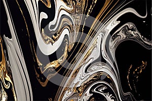 Golden Symphony: AI Generated Abstract Texture Photography of White Gold Intricate Pattern on Artificial Marble