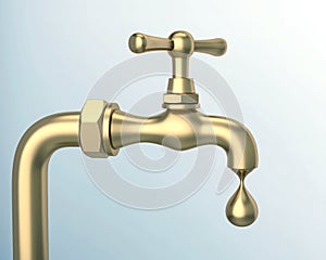 Golden tap with drop of gold
