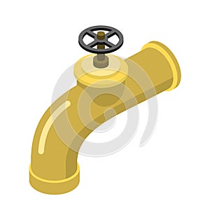 Golden tap on white background. faucet of precious material. Bla