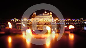 The Golden Temple Amritsar India Sri Harimandir Sahib Celebrate Gurupurab in Golden Temple and Fireworks, Fireworks adorn sky