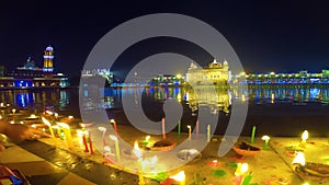 The Golden Temple Amritsar India Sri Harimandir Sahib Celebrate Gurupurab in Golden Temple and Fireworks, Fireworks adorn sky