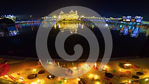 The Golden Temple Amritsar India Sri Harimandir Sahib Celebrate Gurupurab in Golden Temple and Fireworks, Fireworks adorn sky