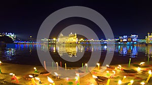 The Golden Temple Amritsar India Sri Harimandir Sahib Celebrate Gurupurab in Golden Temple and Fireworks, Fireworks adorn sky