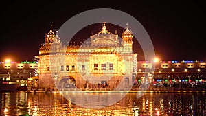 The Golden Temple Amritsar India Sri Harimandir Sahib Celebrate Gurupurab in Golden Temple and Fireworks, Fireworks adorn sky