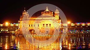 The Golden Temple Amritsar India Sri Harimandir Sahib Celebrate Gurupurab in Golden Temple and Fireworks, Fireworks adorn sky