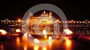 The Golden Temple Amritsar India Sri Harimandir Sahib Celebrate Gurupurab in Golden Temple and Fireworks, Fireworks adorn sky