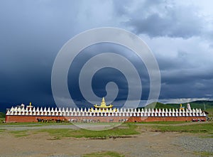 Golden temple with cloudy