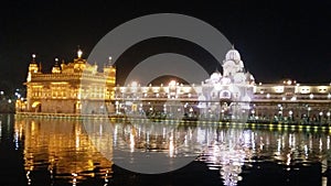 Golden temple Darbaar sahib gurdwara Amritsar India night time
