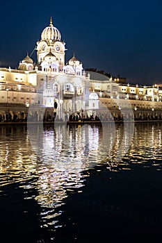 Golden temple Harmandir sahib in Amritsar at night