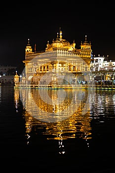 Golden temple Harmandir sahib in Amritsar at night