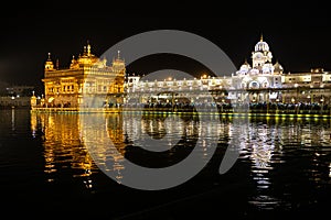 Golden temple Harmandir sahib in Amritsar at night