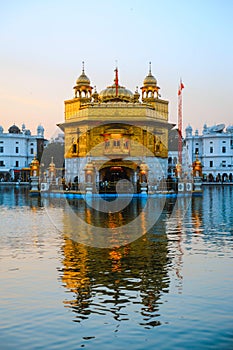 Golden Temple Harmandir Sahib at sunrise. Amritsar