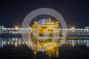 Golden Temple at night in Amritsar, Punjab, India