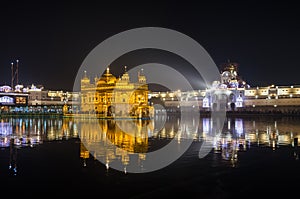 Golden Temple at night in Amritsar, Punjab, India