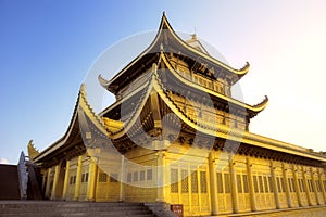 Golden temple at the top of mountain Emei