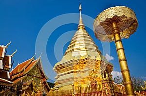 Golden temple Wat phra That in Doi Suthep, Chiang Mai, Thailand