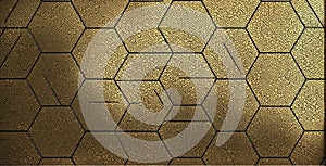 golden textured hexagonal grid pattern background