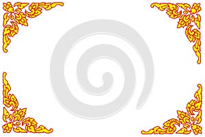 Golden thai style pattern on wall, traditional art