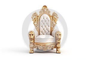 Golden throne on white background. AI photo