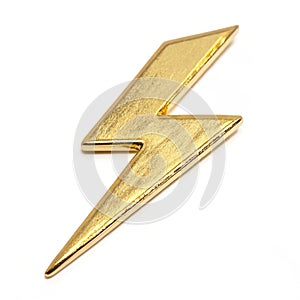 Golden thunderbolt isolated on white