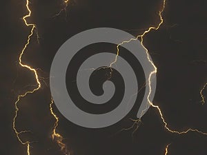 Golden thunderstorm on dark nature background