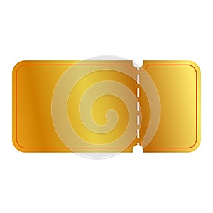 Golden ticket or coupon, isolated on white