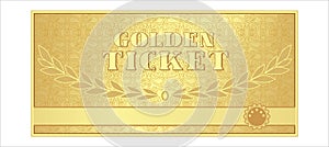 Golden ticket gloss golden, gift, prize discount, admission patterns, ornament,