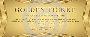 Golden ticket. Gold background for reward card design