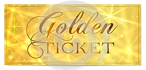 Golden ticket, Gold ticket tear-off vector template design with star golden background