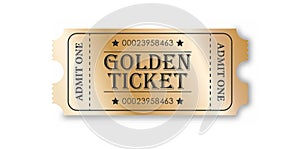 Golden Ticket. Vector illustration for websites, applications, cinemas, clubs, mass events and creative design