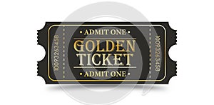 Golden Ticket. Vector illustration for websites, applications, cinemas, clubs, mass events and creative design