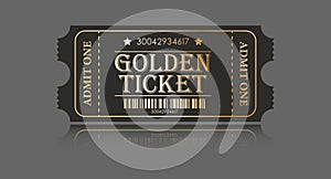 Golden Ticket. Vector illustration for websites, applications, cinemas, clubs, mass events and creative design