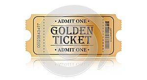 Golden Ticket. Vector illustration for websites, applications, cinemas, clubs, mass events and creative design