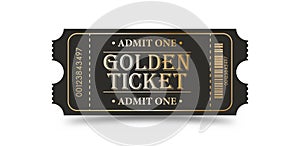 Golden Ticket. Vector illustration for websites, applications, cinemas, clubs, mass events and creative design