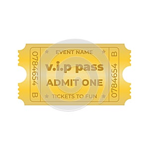 Golden tickets coupon vip pass template vector illustration. Can be used to movie, event, theater, vip party, football, business