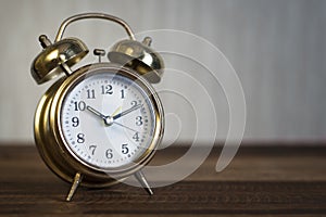 Golden time clock.golden alarm clock.