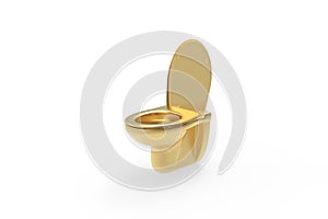 Golden toilet luxury lifestyle symbol concept 3d rendering illustration