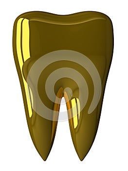 Golden tooth isolated