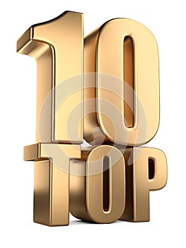 Golden top 10 sign, ten award symbol.