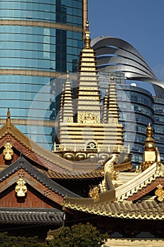 Golden tower in Jingan Temple