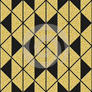 Golden triangle geometric seamless pattern golden shimmer shiny background