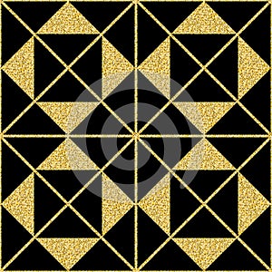 Golden triangle geometric seamless pattern golden shimmer shiny background for design