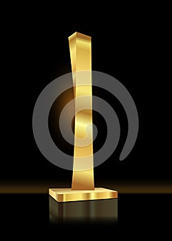 Golden trophy abstract for competition reward isolated on black background. Shiny award for first place in sport tournament vector