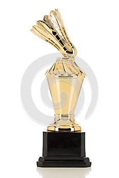Golden Trophy of a Badminton Shuttlecock